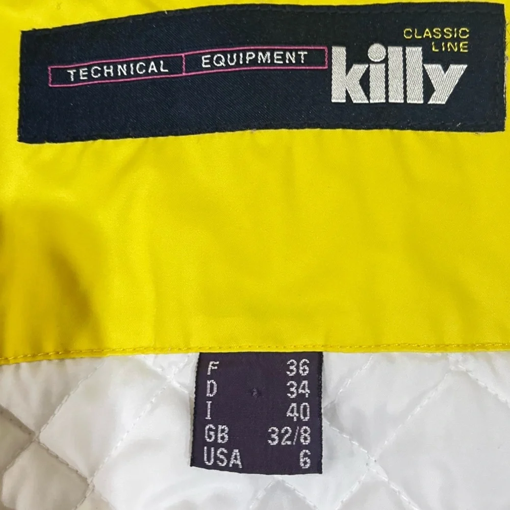 Vintage 1990’s Killy yellow oversized Ski Jacket removable collar zippered sz 6 - Picture 14 of 16